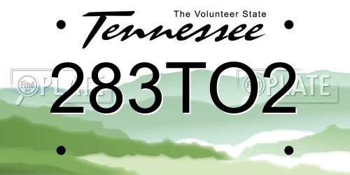 283TO2 Tennessee License Plate