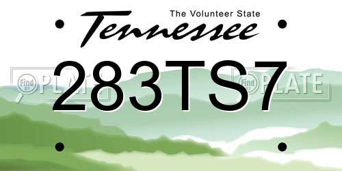 283TS7 Tennessee License Plate