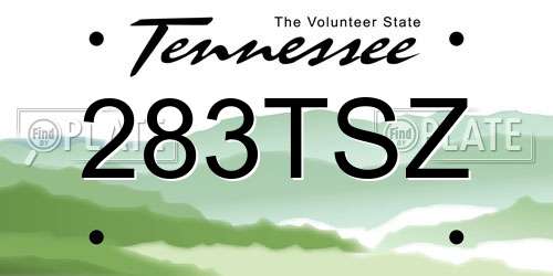 283TSZ Tennessee License Plate