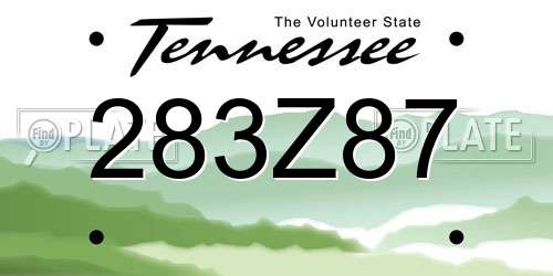 283Z87 Tennessee License Plate