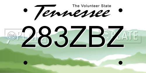 283ZBZ Tennessee License Plate