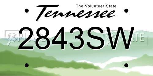 2843SW Tennessee License Plate