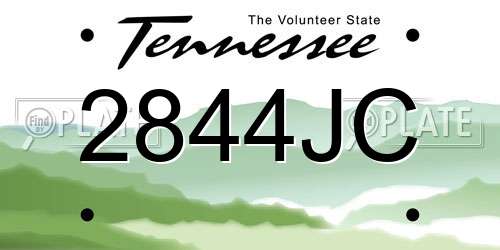 2844JC Tennessee License Plate