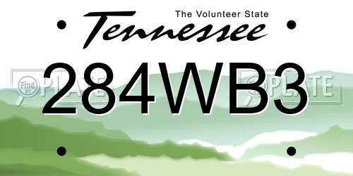 284WB3 Tennessee License Plate