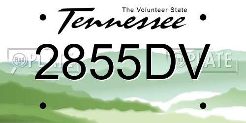2855DV Tennessee License Plate