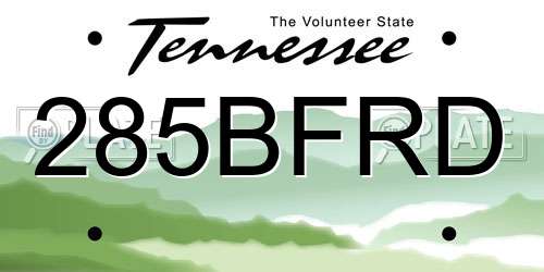 285BFRD Tennessee License Plate