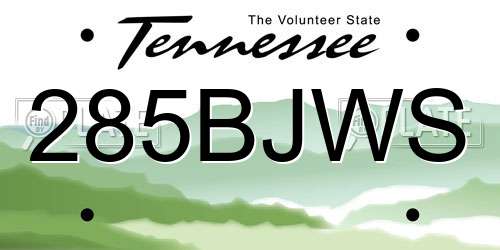 285BJWS Tennessee License Plate