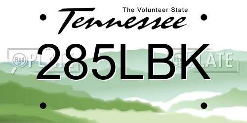 285LBK Tennessee License Plate