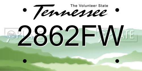 2862FW Tennessee License Plate