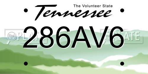 286AV6 Tennessee License Plate