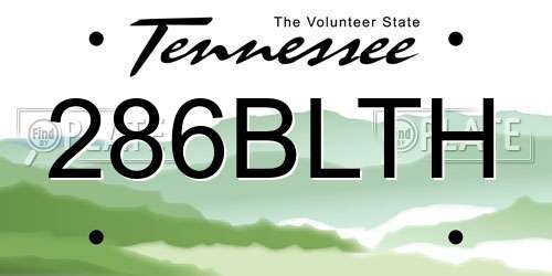 286BLTH Tennessee License Plate