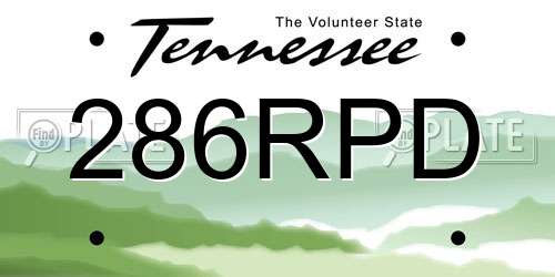 286RPD Tennessee License Plate