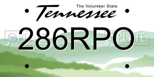 286RPO Tennessee License Plate