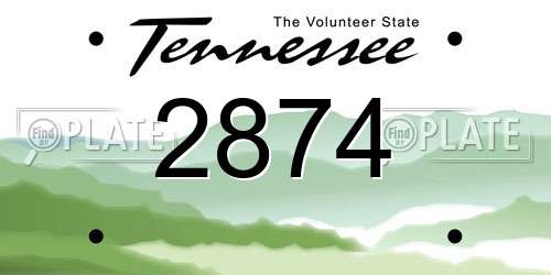 2874 Tennessee License Plate
