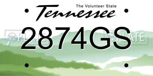 2874GS Tennessee License Plate
