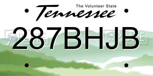287BHJB Tennessee License Plate
