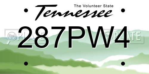 287PW4 Tennessee License Plate
