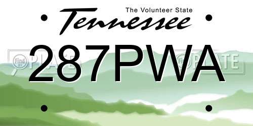 287PWA Tennessee License Plate