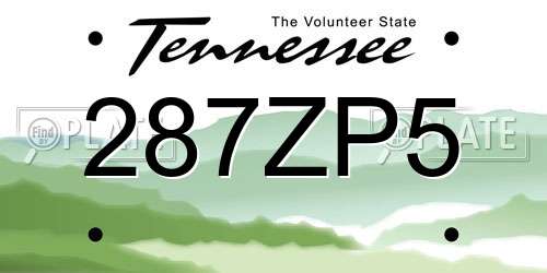 287ZP5 Tennessee License Plate