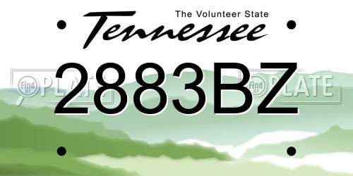 2883BZ Tennessee License Plate
