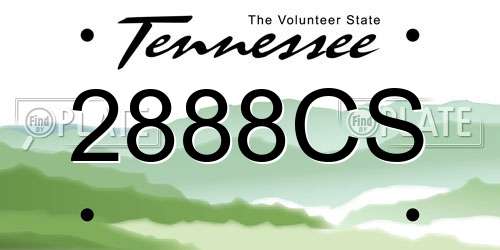 2888CS Tennessee License Plate