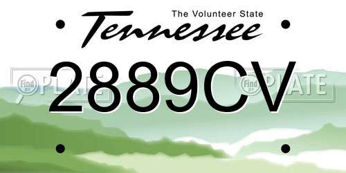 2889CV Tennessee License Plate