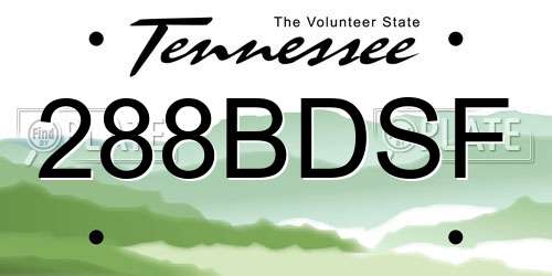 288BDSF Tennessee License Plate