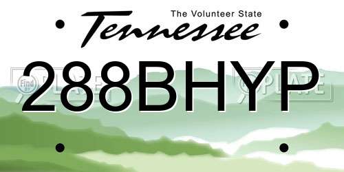 288BHYP Tennessee License Plate