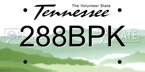 288BPK Tennessee License Plate