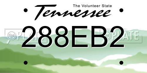 288EB2 Tennessee License Plate