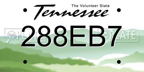 288EB7 Tennessee License Plate