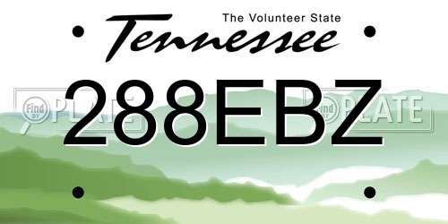 288EBZ Tennessee License Plate