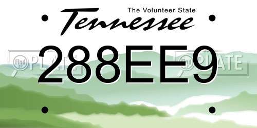 288EE9 Tennessee License Plate