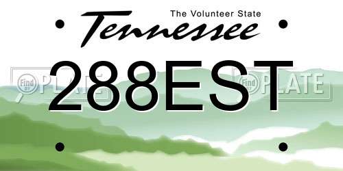 288EST Tennessee License Plate