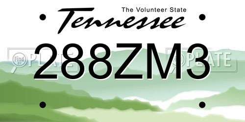 288ZM3 Tennessee License Plate