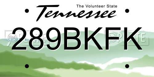 289BKFK Tennessee License Plate