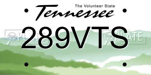 289VTS Tennessee License Plate