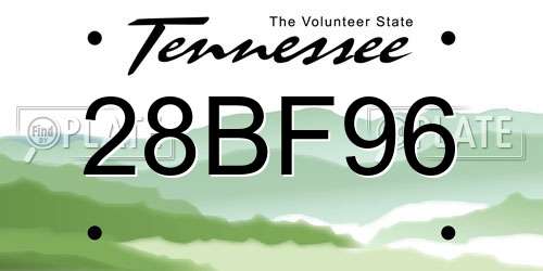 28BF96 Tennessee License Plate