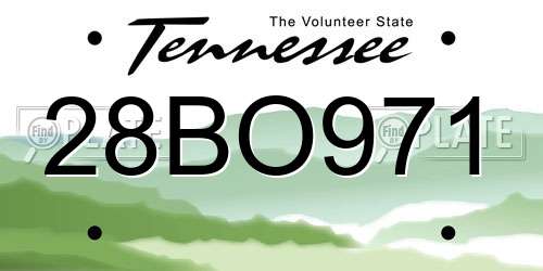 28BO971 Tennessee License Plate