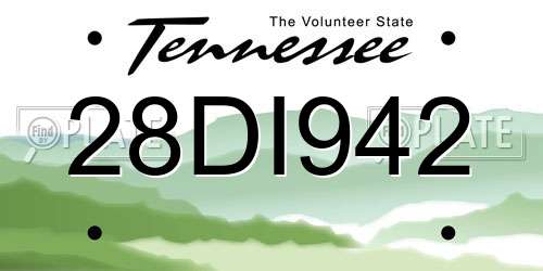 28DI942 Tennessee License Plate