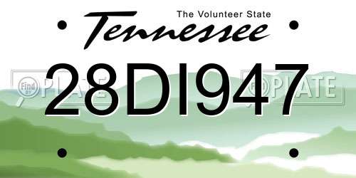 28DI947 Tennessee License Plate