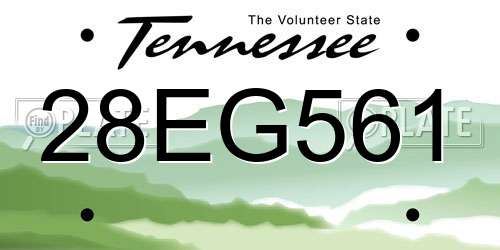 28EG561 Tennessee License Plate