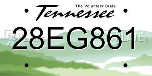 28EG861 Tennessee License Plate