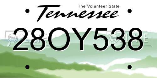 28OY538 Tennessee License Plate