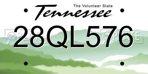28QL576 Tennessee License Plate