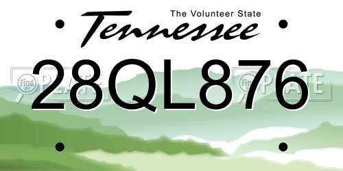 28QL876 Tennessee License Plate