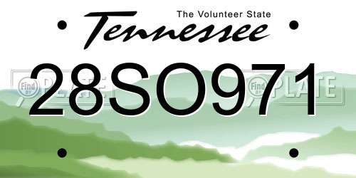 28SO971 Tennessee License Plate