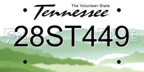 28ST449 Tennessee License Plate