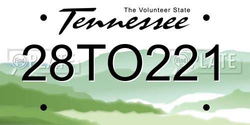 28TO221 Tennessee License Plate