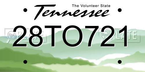 28TO721 Tennessee License Plate